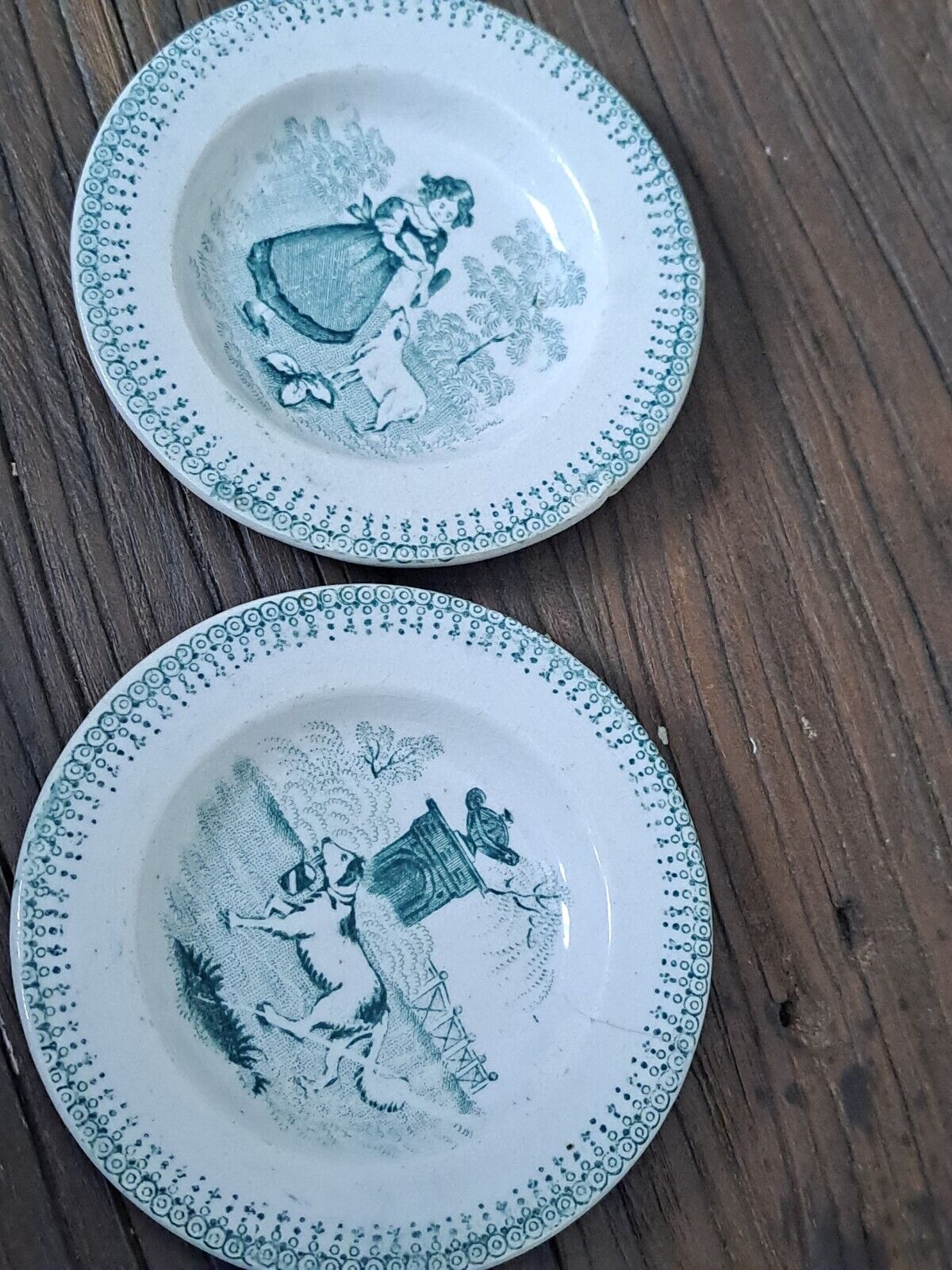 Antique Valuations: Two Antique  Pearlware Transfer Miniature  Plates.