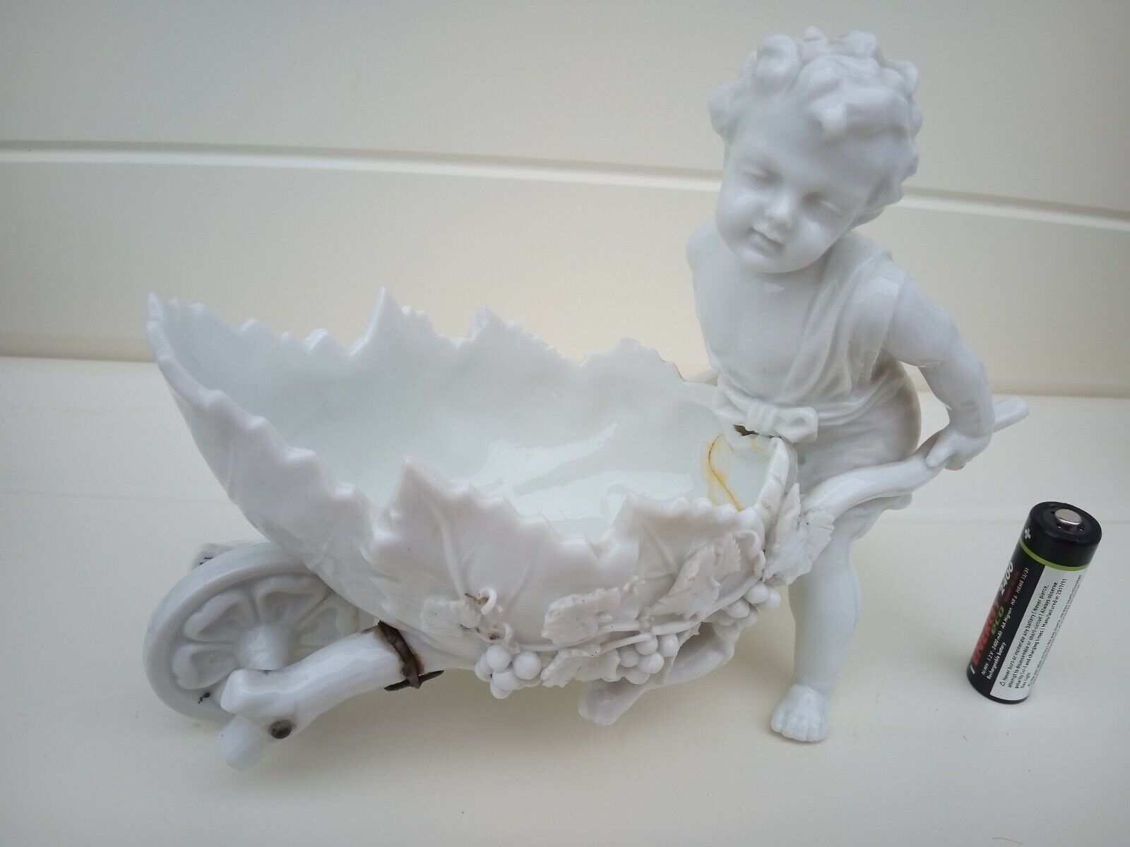 Antique Valuations: 18th Century Porcelain Blanc De Chine Delfts Wit Figure Bowl Vase with Moving Wheel