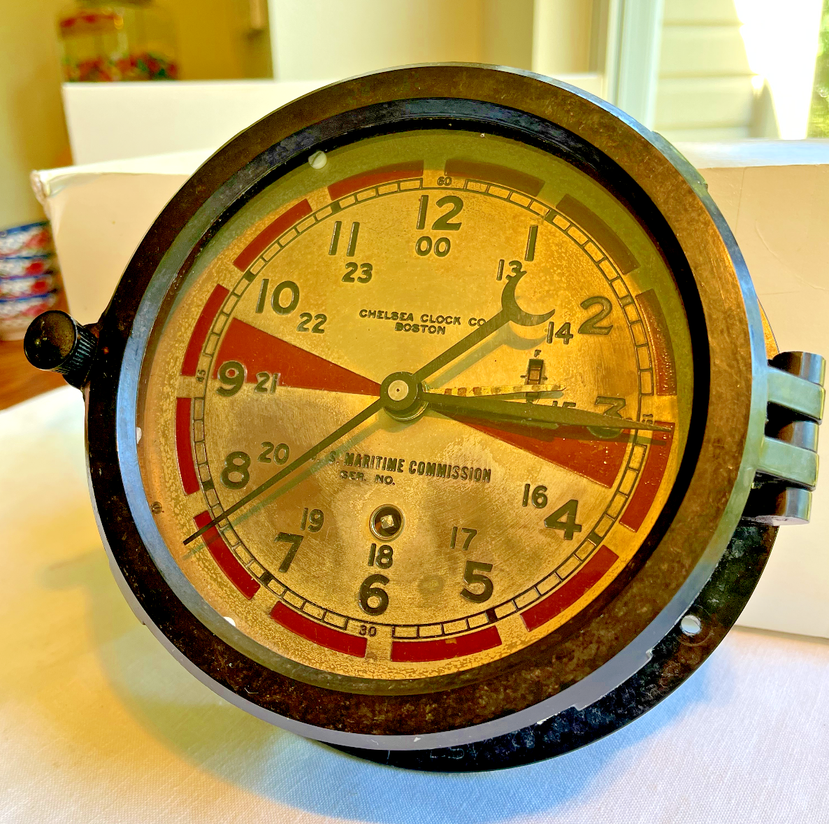 Antique Valuations: Chelsea Clock Co. U.S. MARITIME COMMISSION Navy Clock w/orig Chelsea brass key