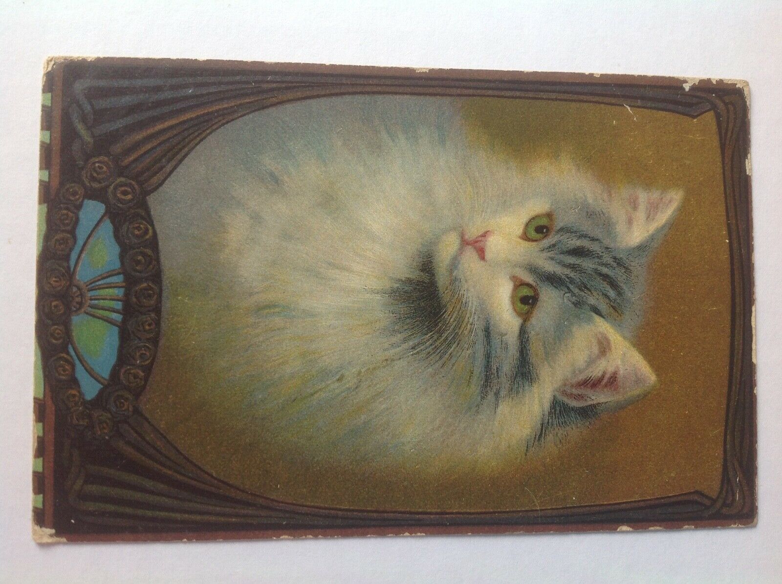 House Clearance - Sophie Sperlich Davidson Bros. Pretty Kittens, Art Nouveau 'Jewel' CAT POSTCARD