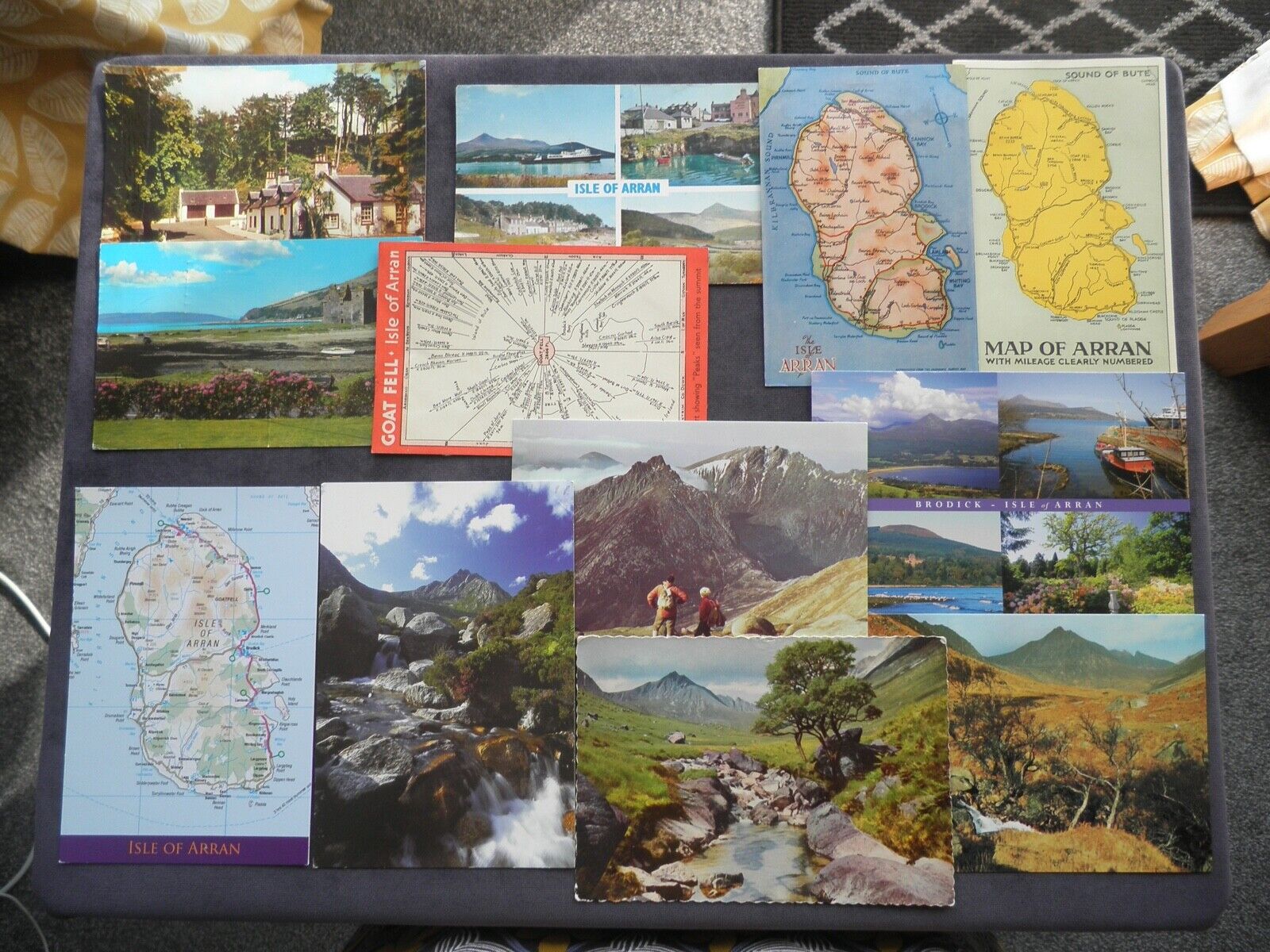 House Clearance - 12 POSTCARDS ISLE OF ARRAN GOAT FELL, LAGG INN, LOCHRANZA CASTLE, GLEN ROSA, MAP