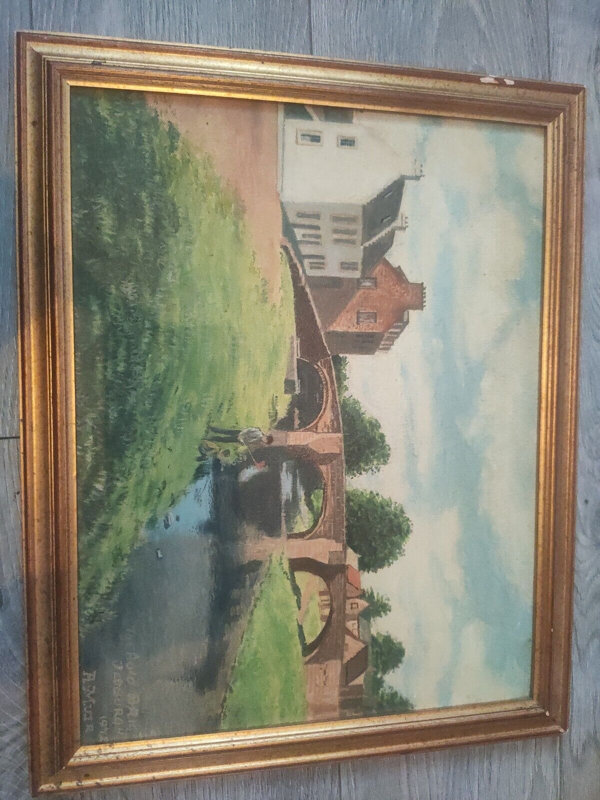 House Clearance - The Auld Bridge Jedburgh 1972 Oild Painting A.Muir