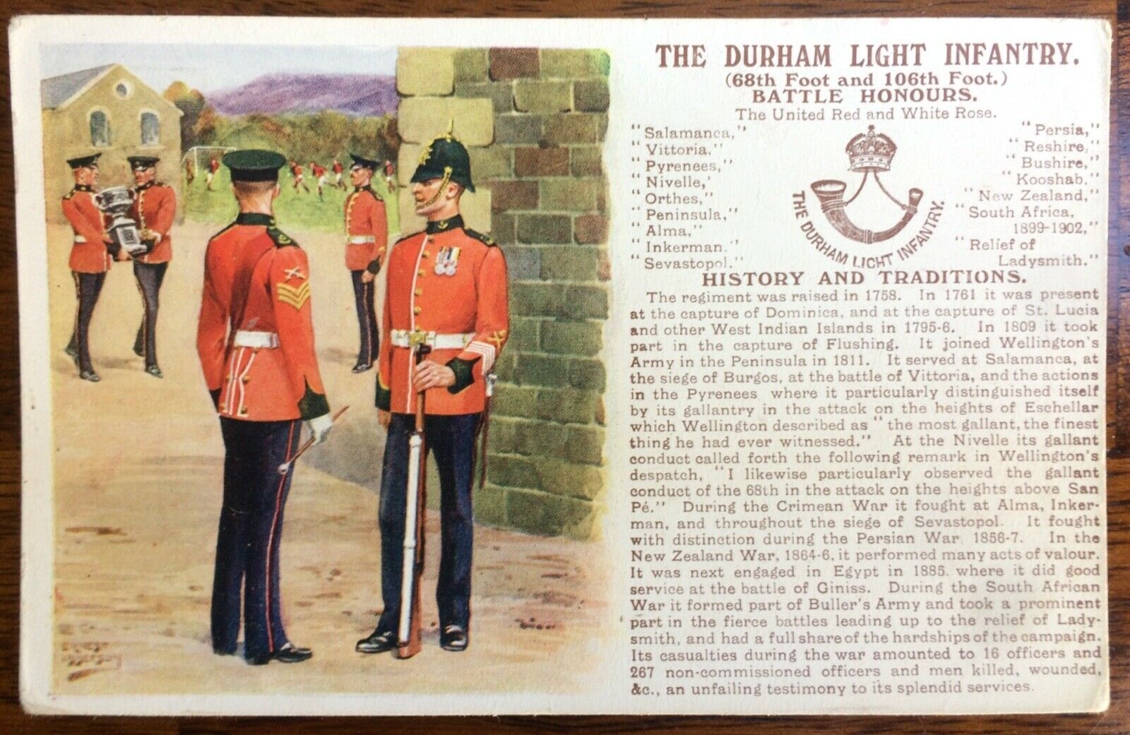 House Clearance -  THE DURHAM L.I. No.92 History & Traditions. Gale & Polden GC Artist:E Ibbetson